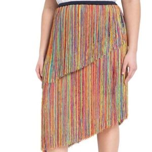 Eloquii Rainbow Fringe Asymmetrical Skirt